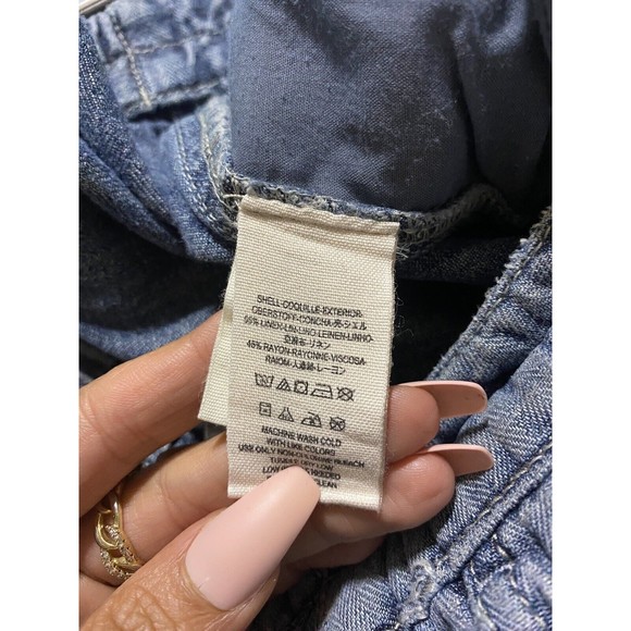 Free People Slouchy Easy Chambray Harem Cargo Drawstring Jean Pant Size S NWT - Picture 10 of 10